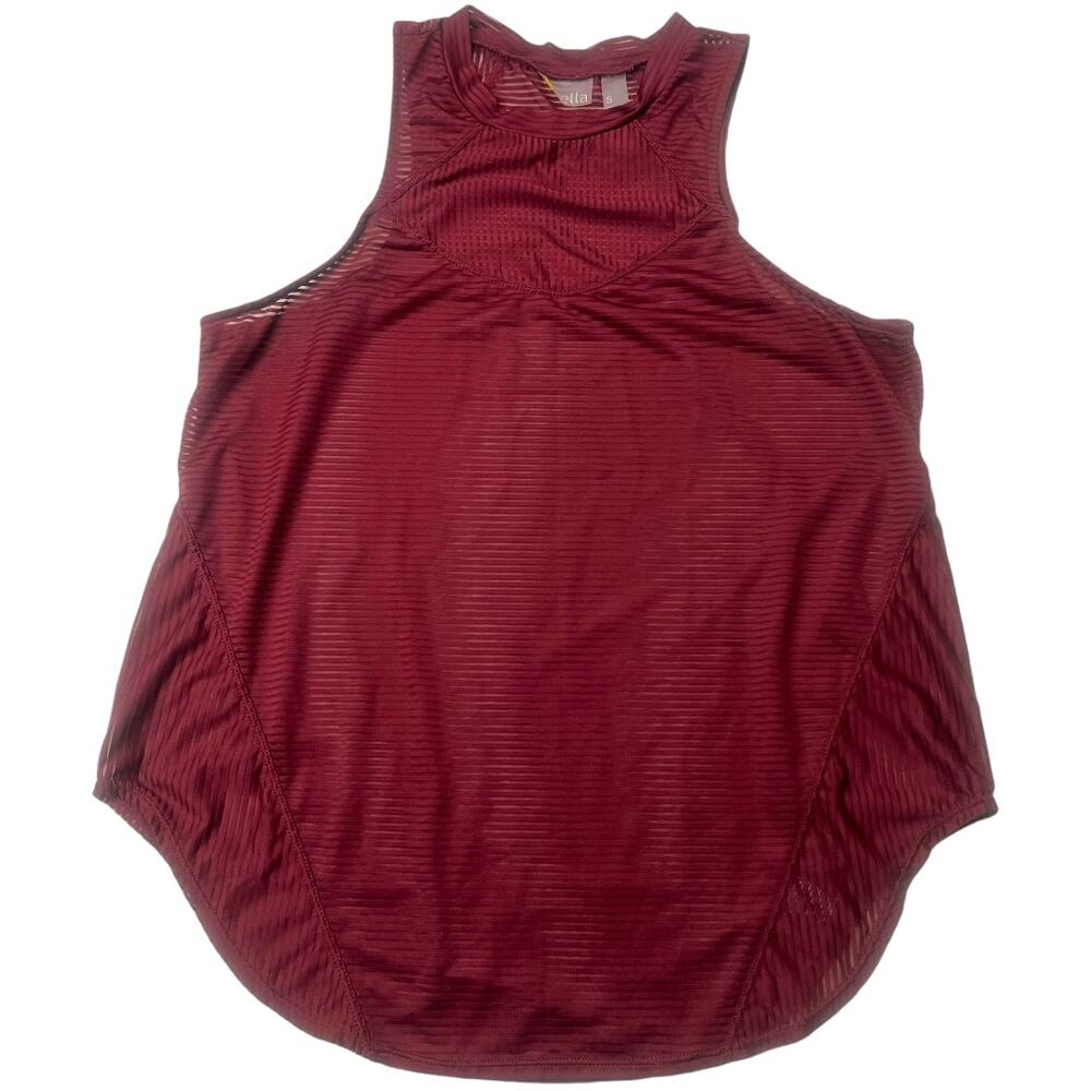 Zella Activewear Tank Top Shirt Mesh Singlet Maroon Dark Red Workout Top Women S